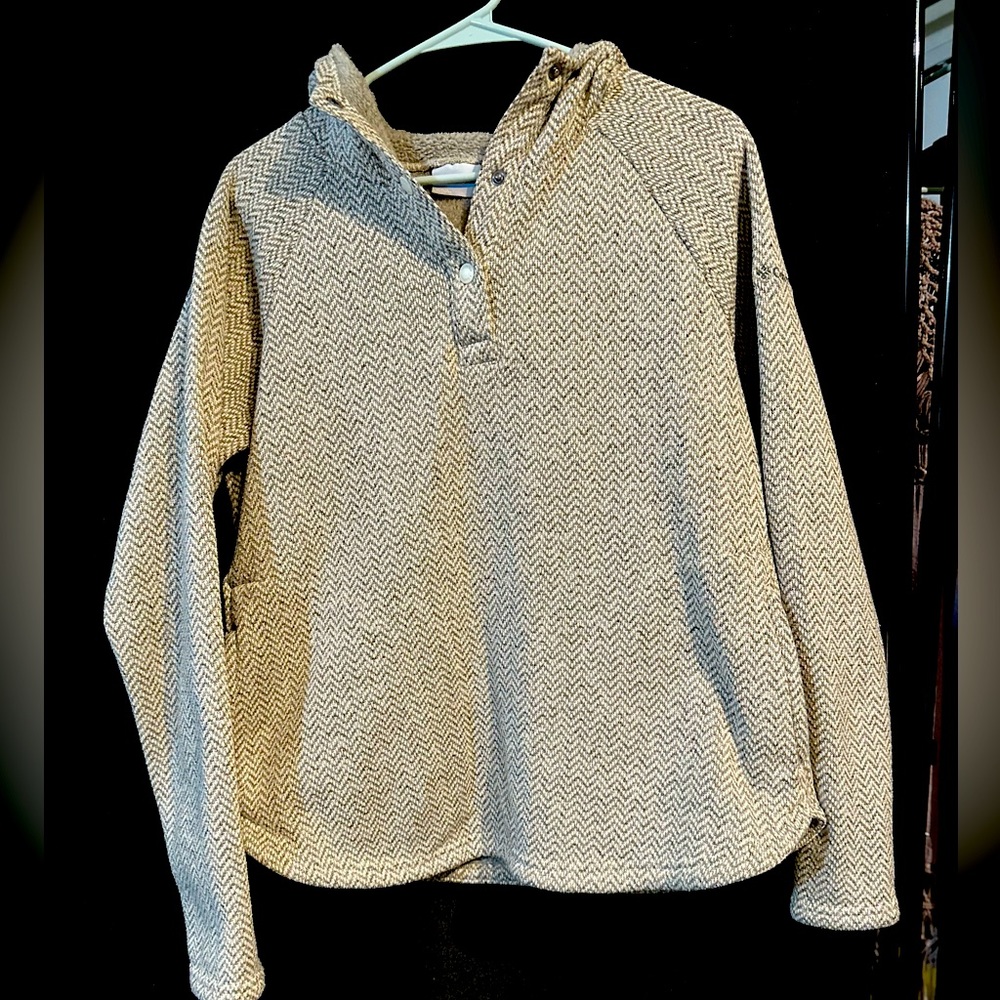 Columbia Womens Fleece Hoodie Quarter Snap Large EUC